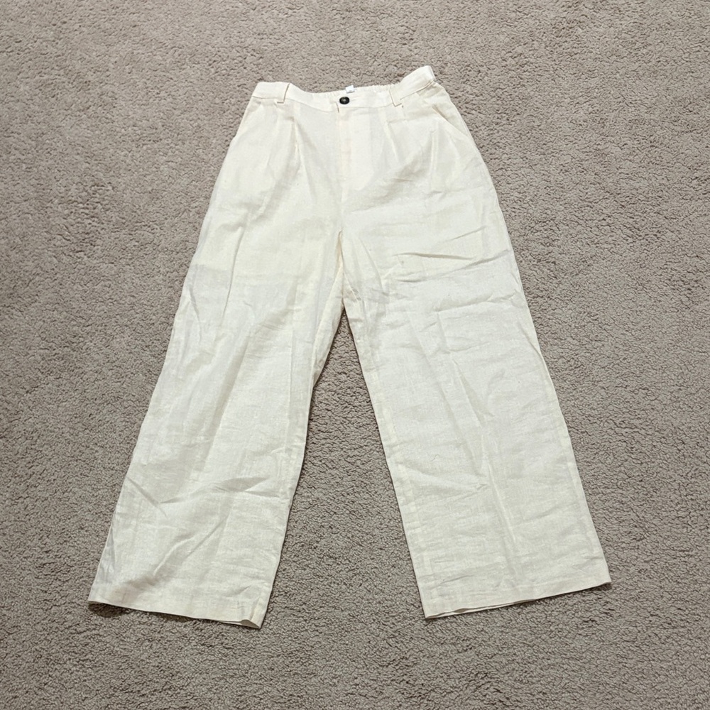 Cream Wide-Leg Pants
